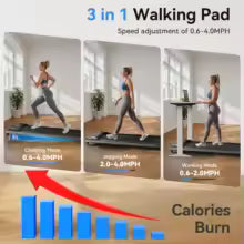 Walking Pad Treadmill: Incline, Under-Desk, Diamond Belt, Lightweight, Home/Office LED Display
